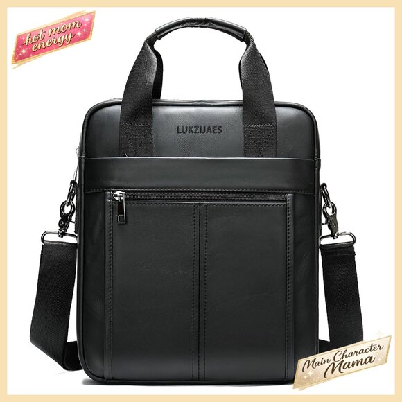 Genuine Leather Messenger Bag Adjustable Crossbody Large Capacity